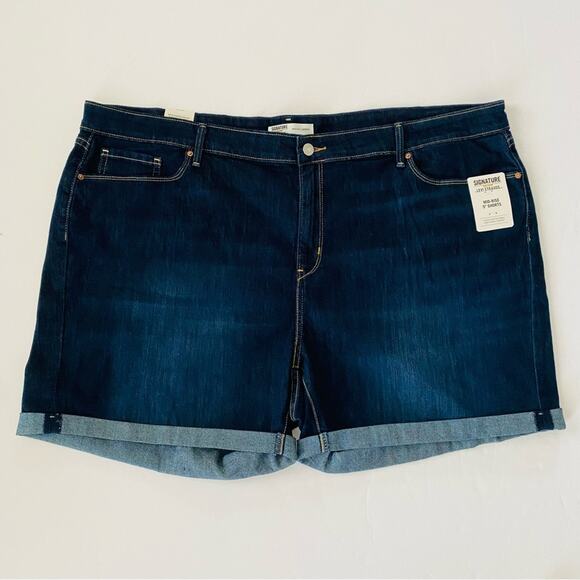 Signature by Levi Strauss | Mid-Rise 5” Shorts Dark Wash NWT 24 W37 - Picture 1 of 6